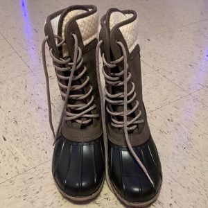 Brown and tan, size 9 duck boots